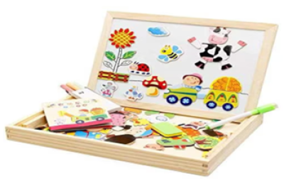 Trands Wooden Magnetic Puzzle for Kids, Multicolor